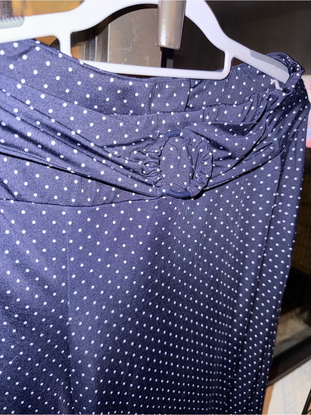 Robert Louis Navy Polka Dot Wide-leg Capri with Knot front